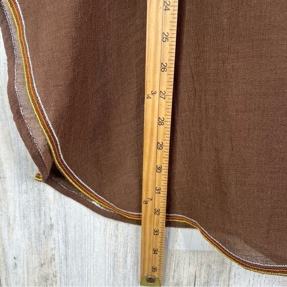 BCBGMAXAZRIA Beach Cover Up Top‎ with beaded neckline Womens Sheer Shirt OS - Picture 15 of 15